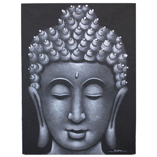 Cuadro de Buda · Detalle de Brocado en Gris