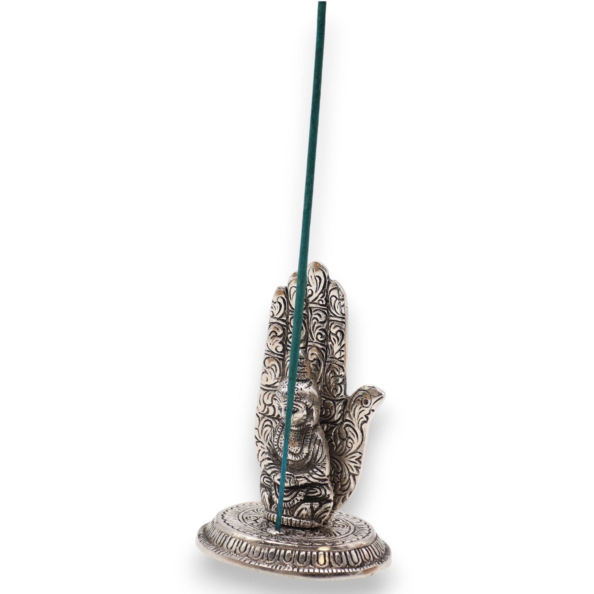 Mano Buda Porta Incienso 13x9cm - Portainciensos de aluminio hechos a mano