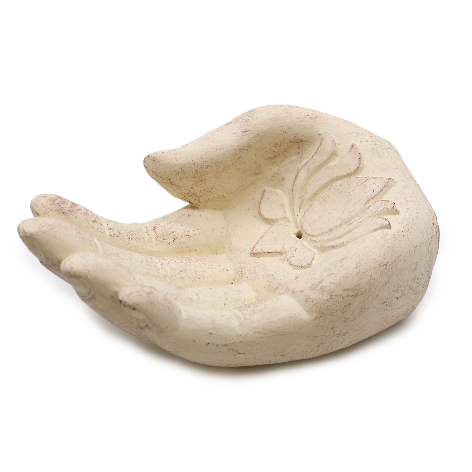 Quemador de Incienso  - Lotus (Blanco) - Porta incienso y portavelas de piedra