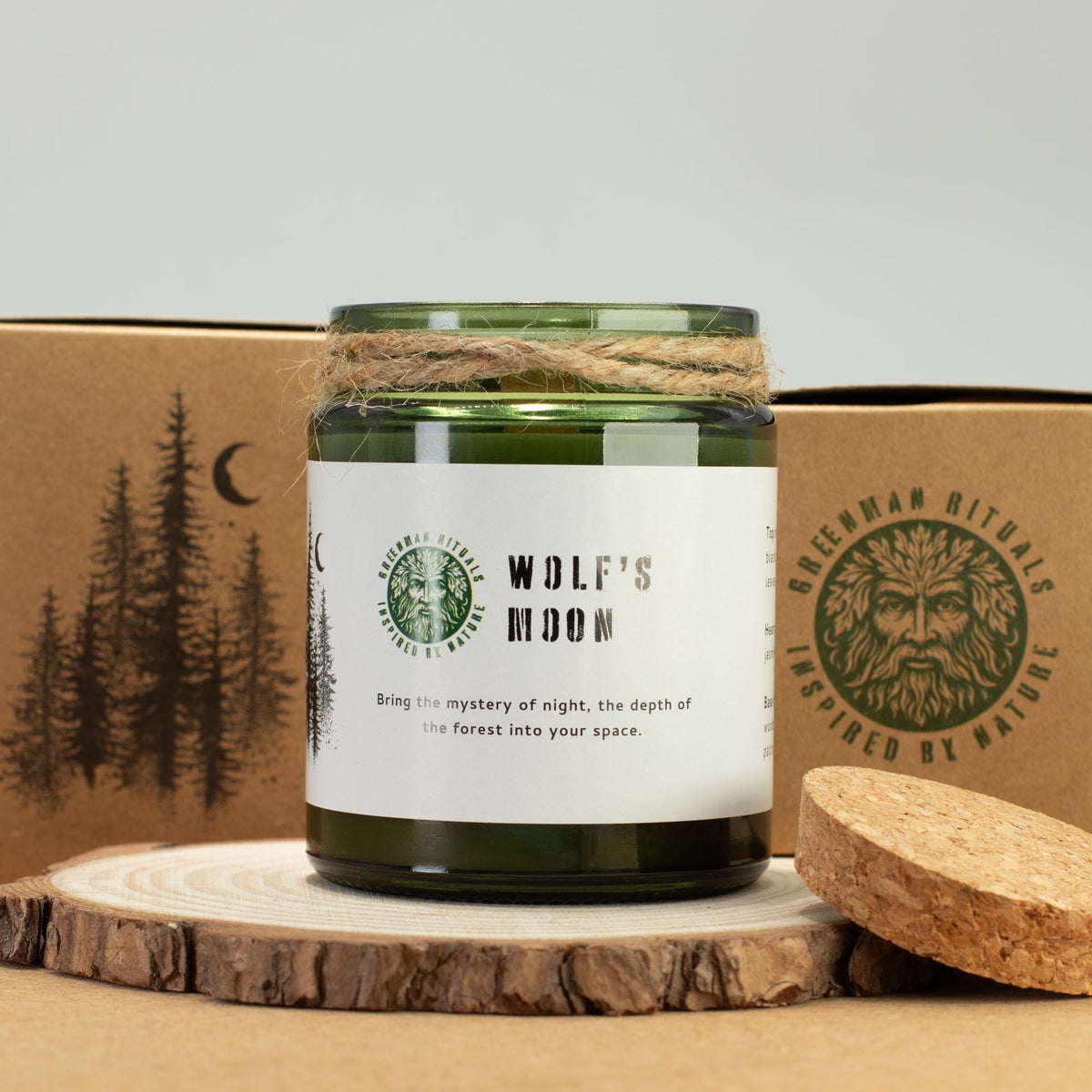 Greenman Woodwick Vela de soja - Luna del lobo - Velas de soja Woodwick de Greenman Rituals, 26 horas