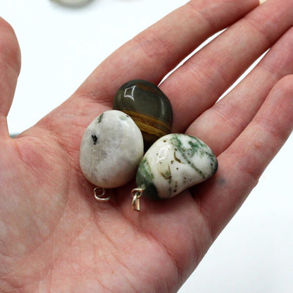 20x Colgantes Mixtos de Cristal Plateado y Piedras Talladas - Gemas mixtas