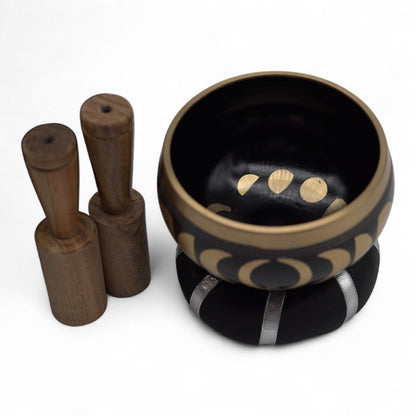 Juego de Cuenco Tibetano - Fase Lunar - Negro 10,7 cm - Artículos Tibetanos