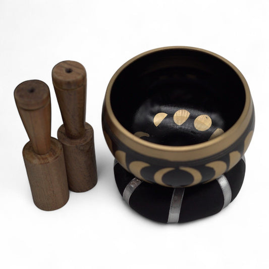 Juego de Cuenco Tibetano - Fase Lunar - Negro 10,7 cm - Artículos Tibetanos