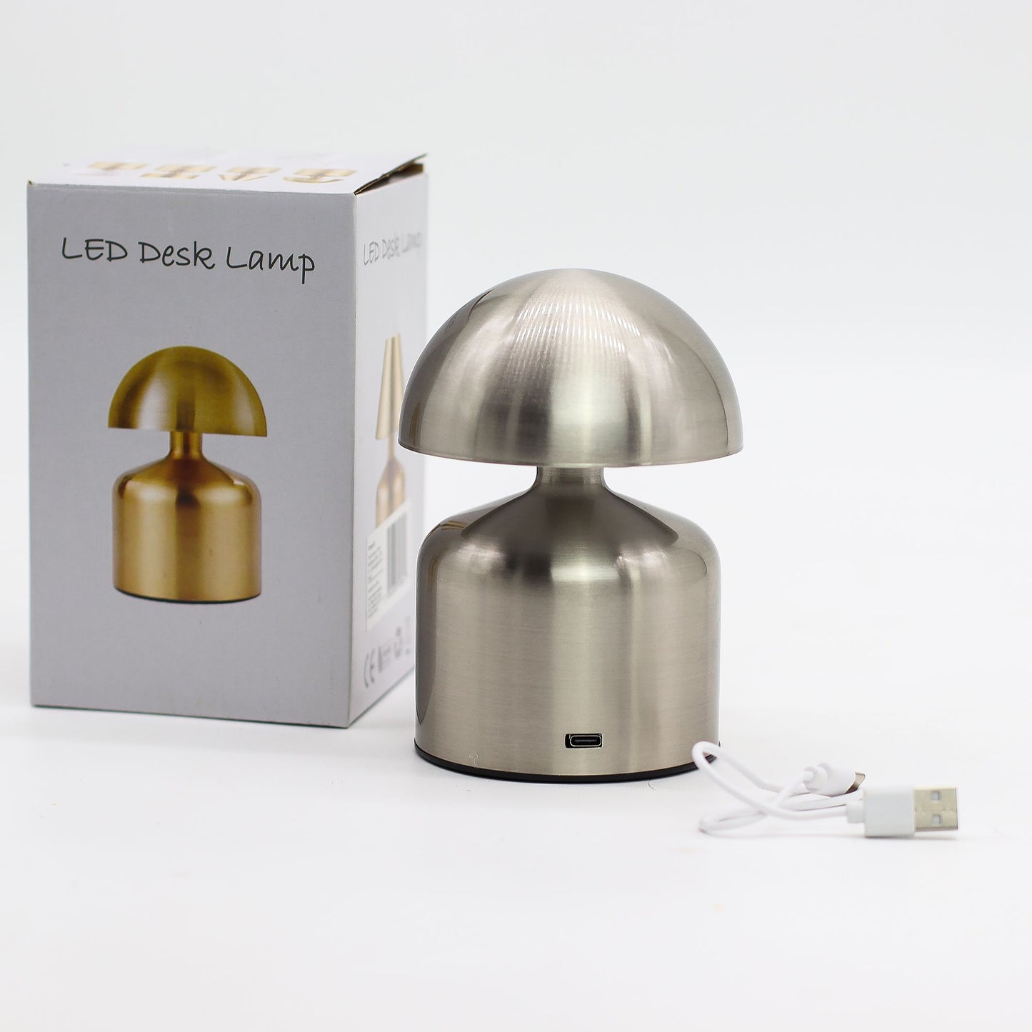 Lámpara táctil - Cúpula Champiñón Plateada - USB (C) - Recargable (400 Vatios)