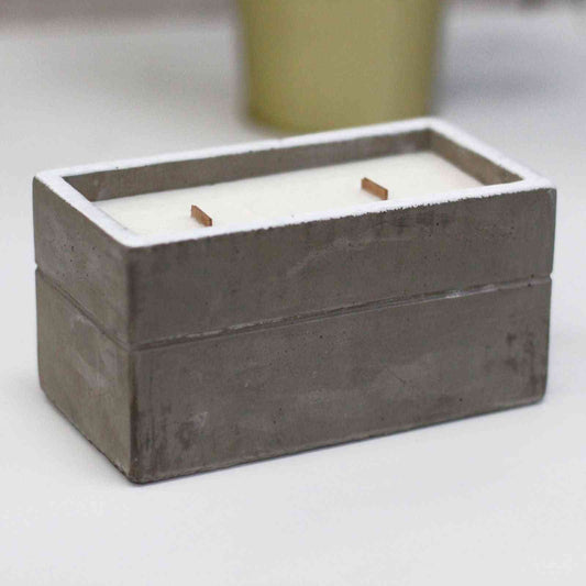 Caja grande - Clavo y sándalo oscuro - Velas de madera de hormigón