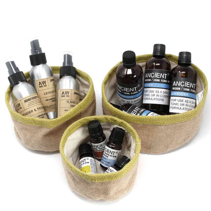 Conjunto de 3 cestas de yute natural - Cúrcuma