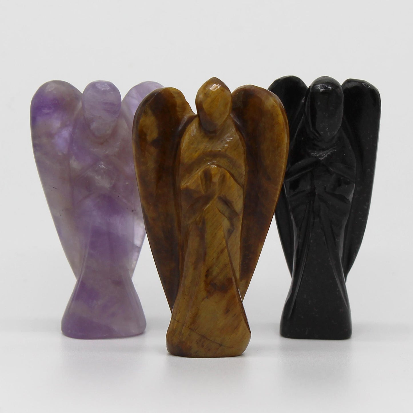 Ángel de piedra preciosa tallada a mano - ágata negra - Figuras de Piedras Preciosas