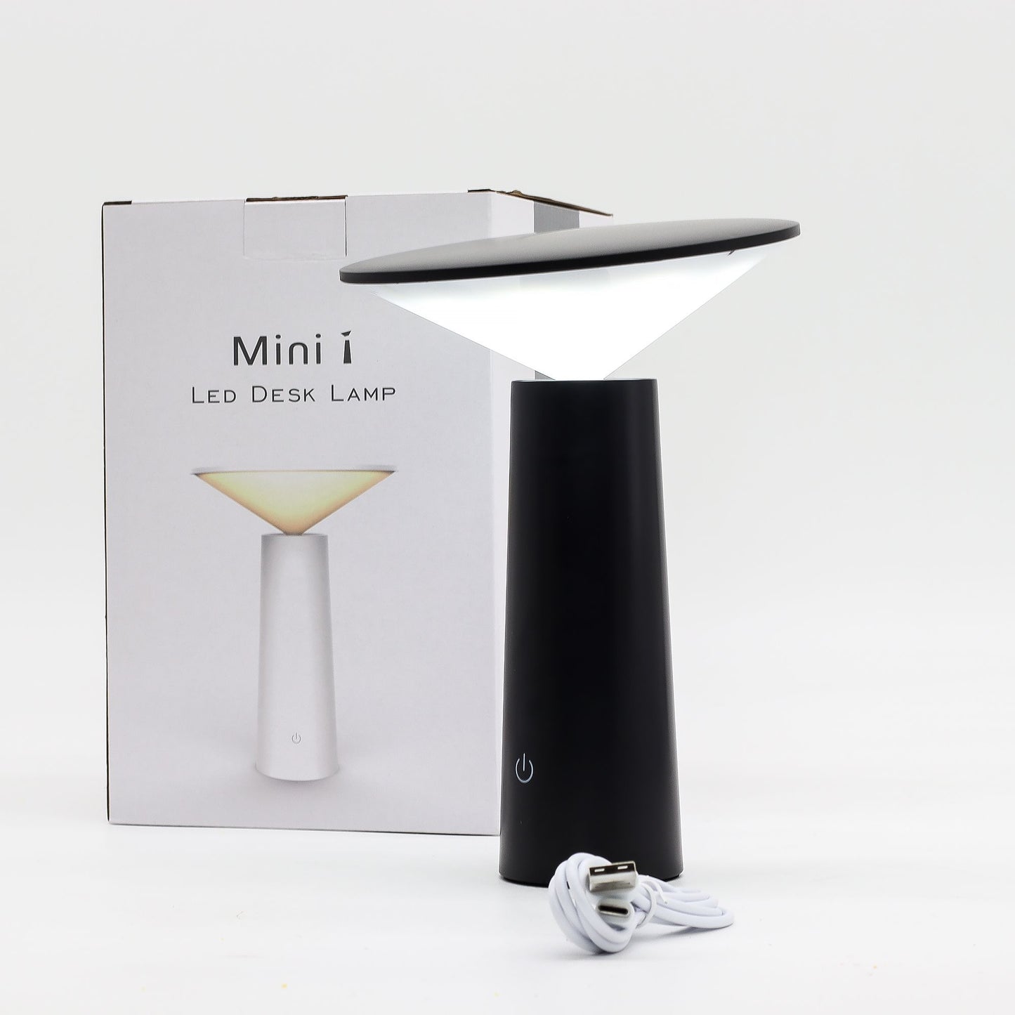 Lámpara táctil - Champiñón negro ajustable - luz con patrón USB (C) - Recargable (2000 vatios)
