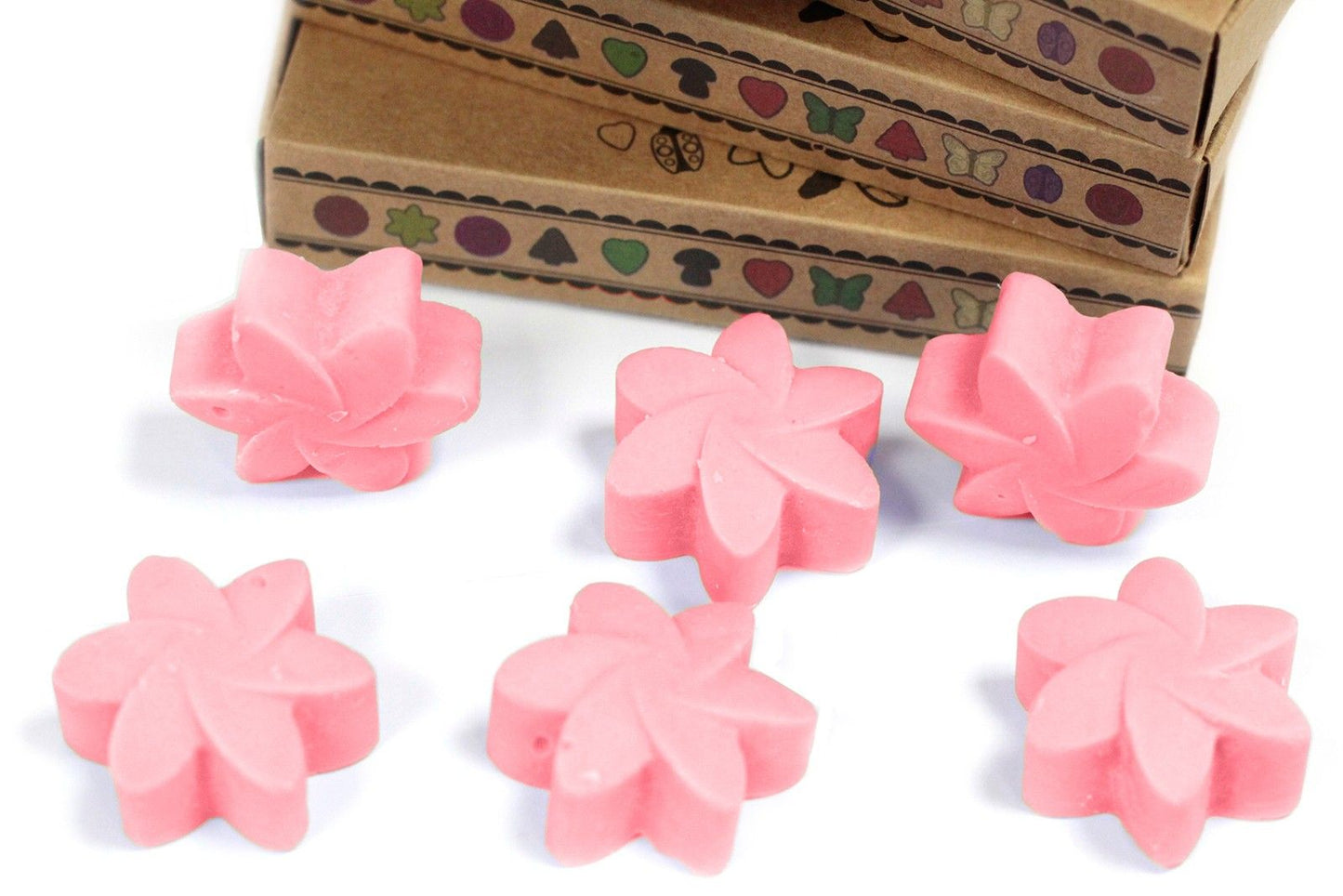 Caja de 6 ceras de Soja - Rosa clásica