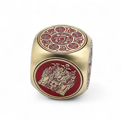Fortuna Feng Shui - Cubo de Prosperidad Rojo y Latón - Plano