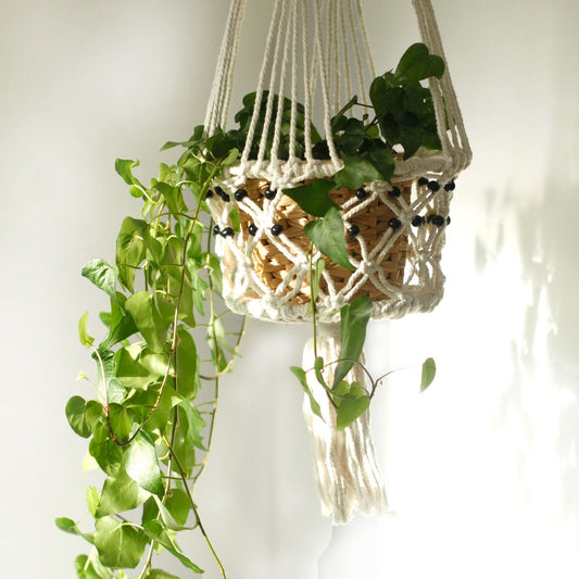 Macrame Planter - Large with Beads