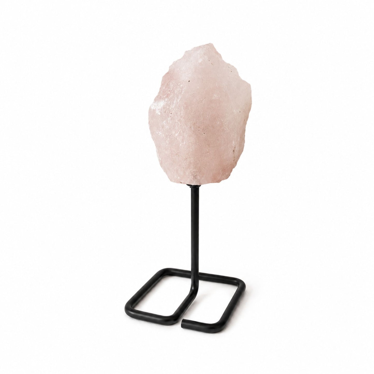 Especimen mineral en soporte de metal - Cuarzo rosa