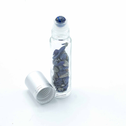 Botella de rodillo de aceite esencial de piedras preciosas - Sodalita - Tapa plateada - Botellas Roll-on con gemas 10ml