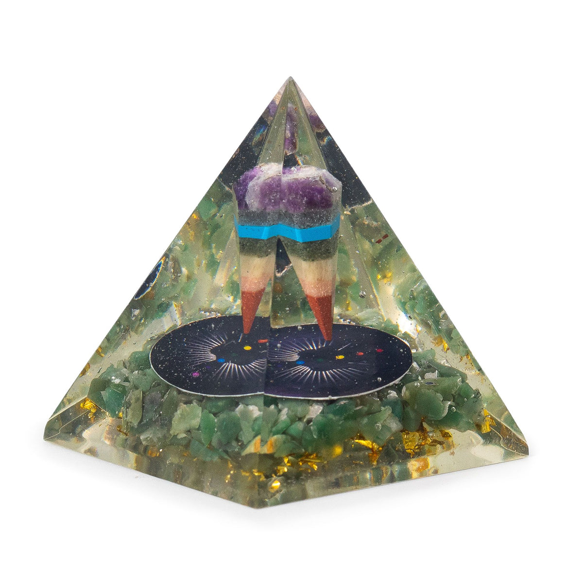 Med Orgonita Pirámides 7x6 cm - Péndulo - Chips de Aventurina Verde - Objetos y pirámides de orgonita
