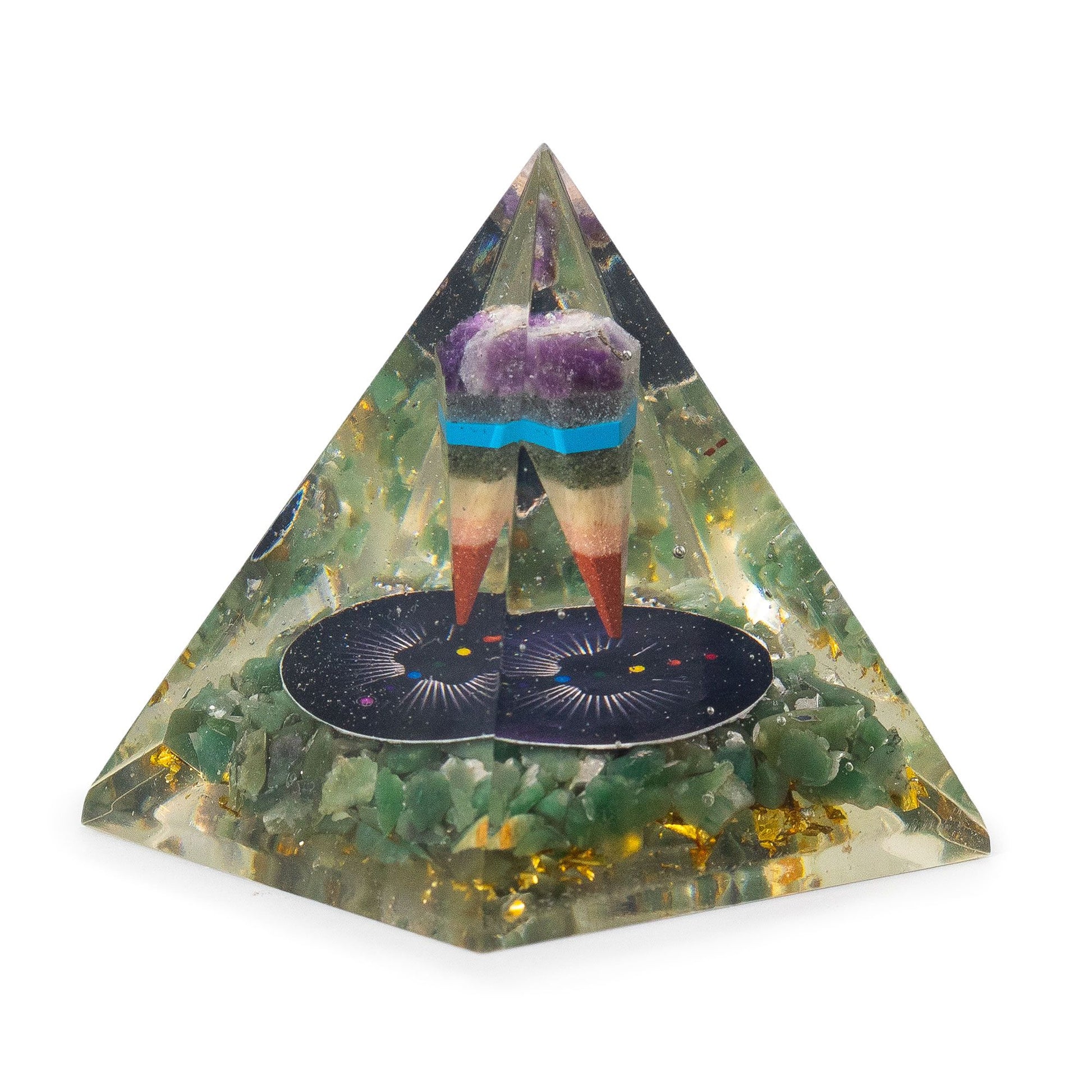 Med Orgonita Pirámides 7x6 cm - Péndulo - Chips de Aventurina Verde - Objetos y pirámides de orgonita