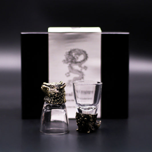 Set of 6 Shot Glasses (50 ml) - Wild Woodland Creatures - Antique Bronze