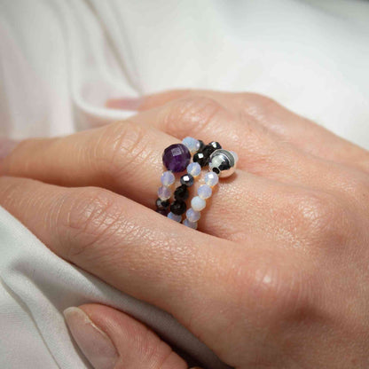 Conjunto de anillos de gema del espíritu de ninfa - Luna Llena