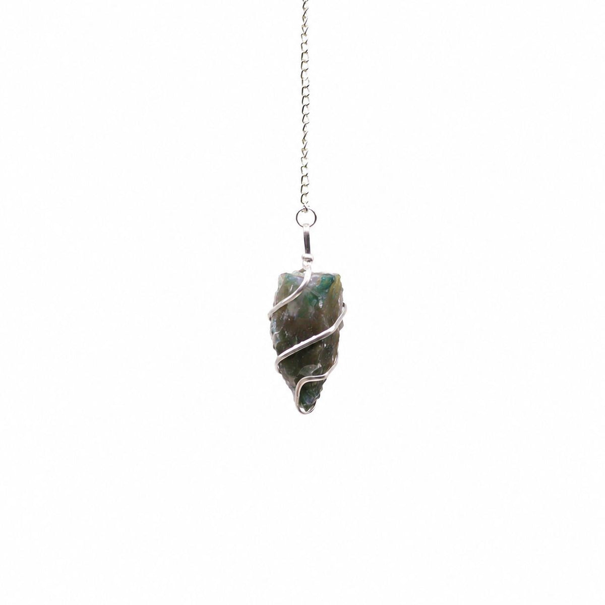 Raw Gemstone Pendulum - Moss Agate - Péndulos Especiales Mágicos