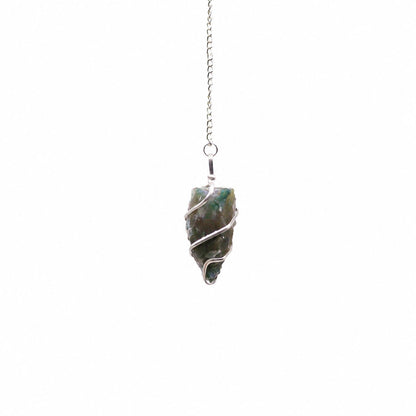 Raw Gemstone Pendulum - Moss Agate - Péndulos Especiales Mágicos