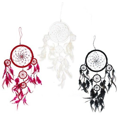 Atrapasueños Bali aro Grande - Negro/Blanco/Rojo (Colores Surtidos) - Atrapasueños Bali, aro grande