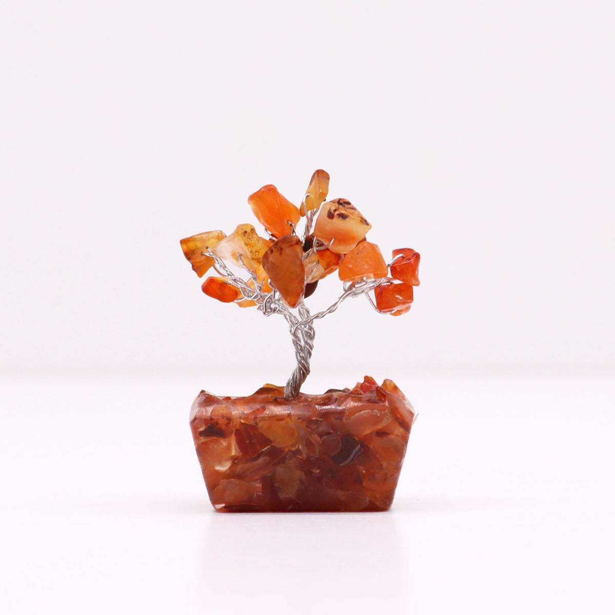 Mini árbol de piedras preciosas sobre base de orgonita - Cornalina (15 piedras) - Mini Árboles De Piedras Preciosas