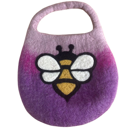 Bolso de abejas de fieltro al agua - Un asa con imán - Tonos lavanda