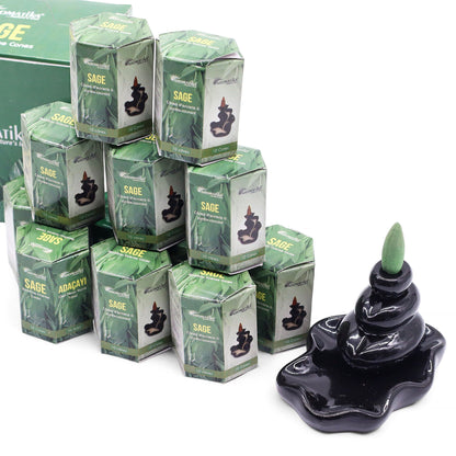 Paquete de 10 Inciensos Masala Backflow - Salvia