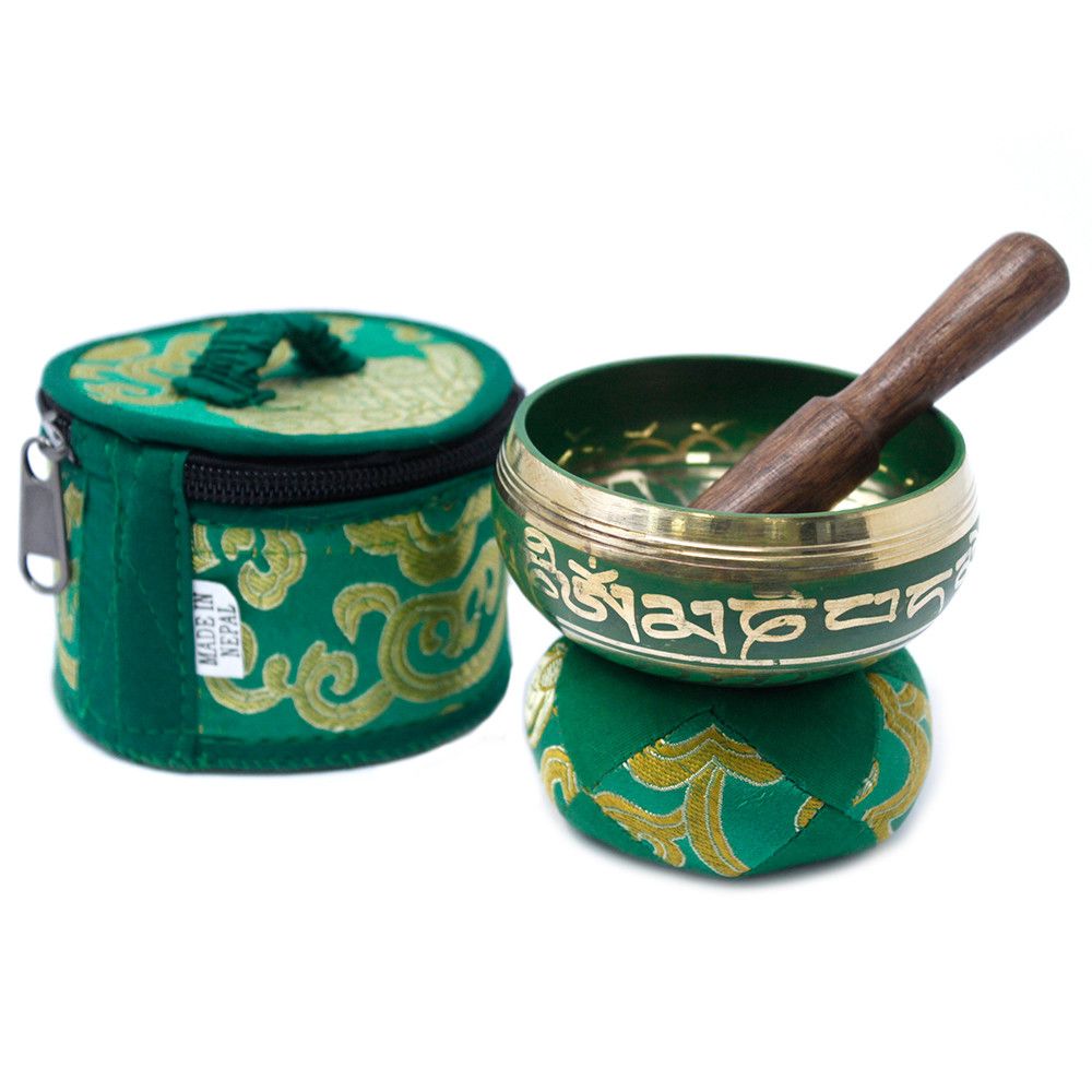 Mini Cuenco tibetano Set de Regalo - Verde - Set de Regalo Tibetano