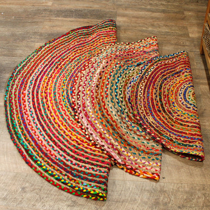 Alfombra Redonda de Yute y Algodón Reciclado - 120 cm
