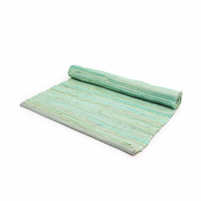 Petit tapis indien en coton tissé à la main - 50x90cm - Vert