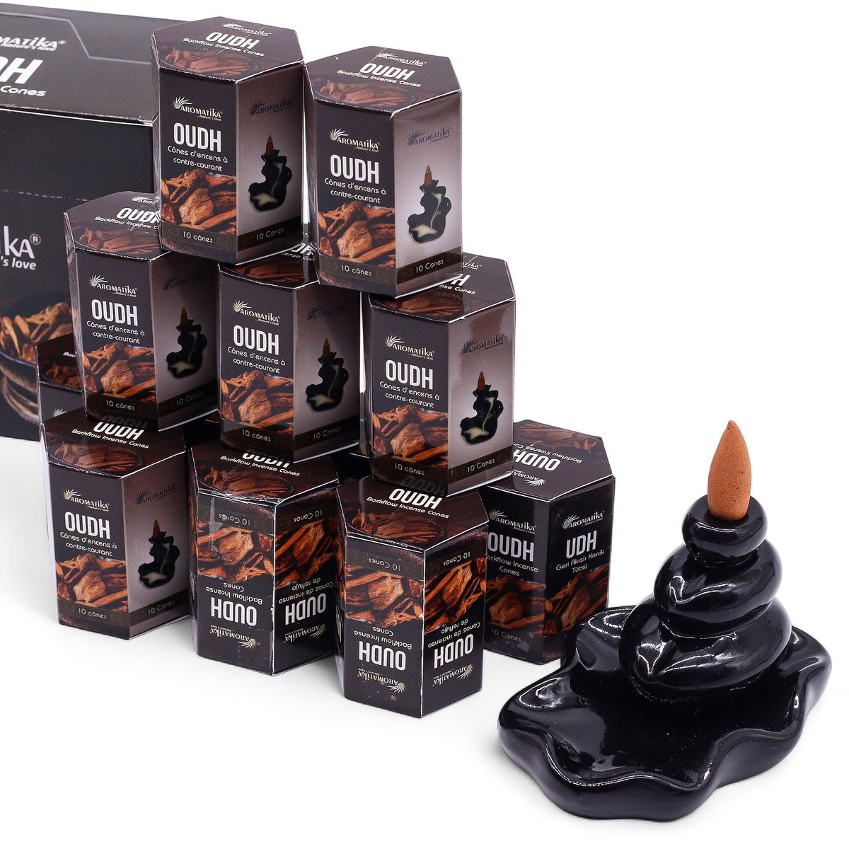 Paquete de 10 Incienso Masala Backflow - Oudh - Incienso Masala Backflow