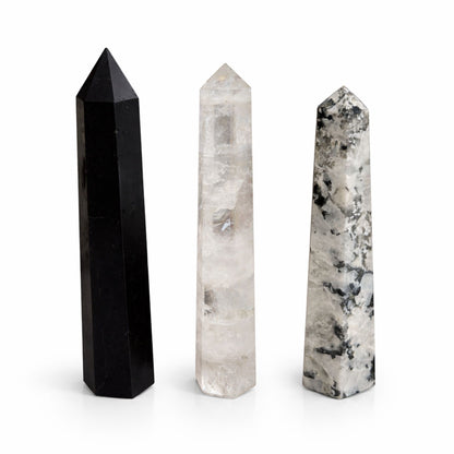 Punta obelisco de seis caras de gema aprox. 17 cm - Turmalina negra