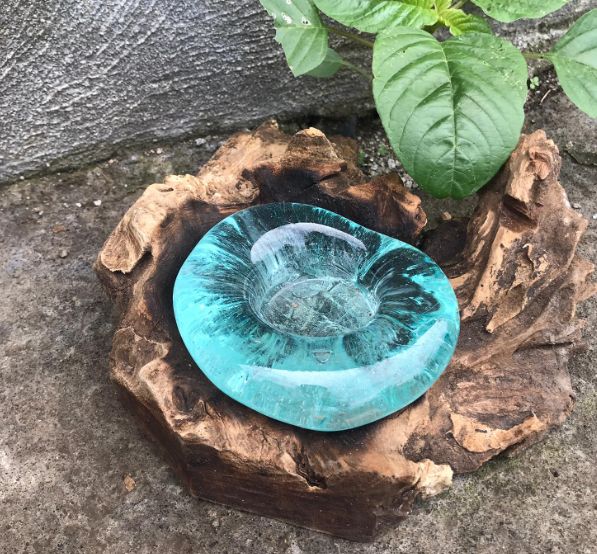 Vidrio Fundido Sobre Madera - Porta Vela