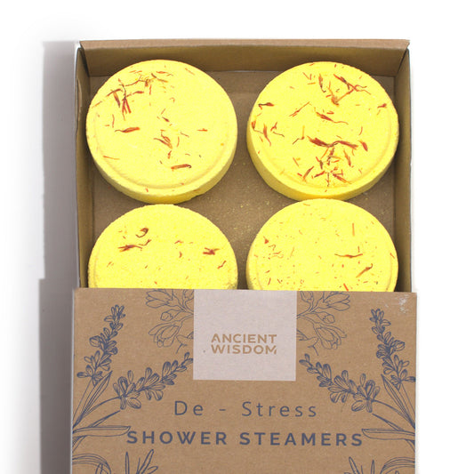 Zen Shower Steamers - Cuarteto de Bienestar Terapéutico - Desestresante (Amarillo) - Set Vaporizadores Ducha Zen