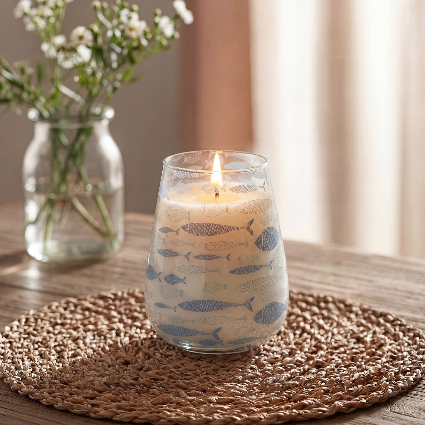 Velas en tarro de vidrio alto - Brisa marina