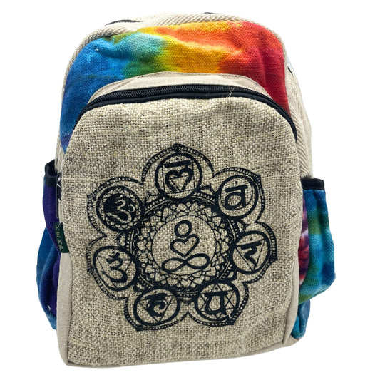 Sac à dos moyen en chanvre tie-dye - 7 chakras