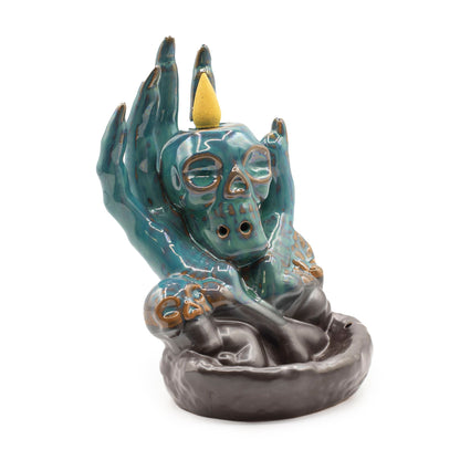 Quemador de incienso de flujo inverso - Calavera en la mano