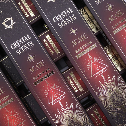 Cristal de ágata roja Fragancias de cristal Incienso de purificación - Azafrán
