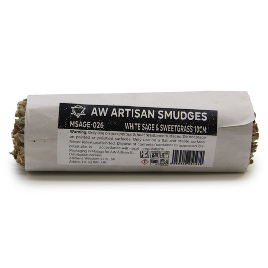 Atado de Hierba - Salvia Blanca y Hierba Dulce 10cm - Atados de Smudge – Envuelto individualmente
