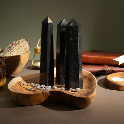 Punta obelisco de seis caras de gema aprox. 17 cm - Turmalina negra