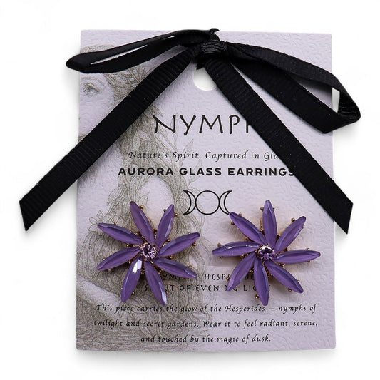 Pendientes de Cristal Vintage - Flores - Lavanda