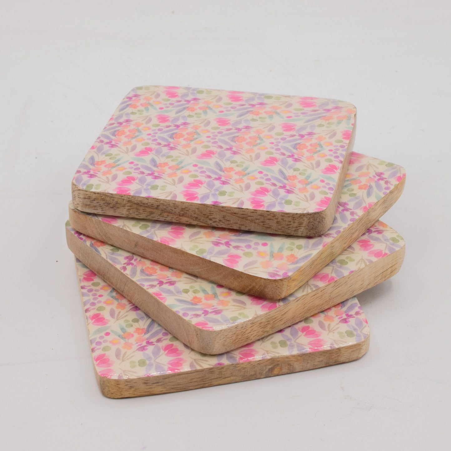 Conjunto de 4 posavasos cuadrados - Floral bonito