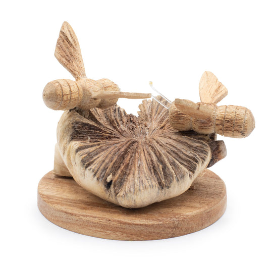 Handmade parasitic wood carving sculpture - Bees in process