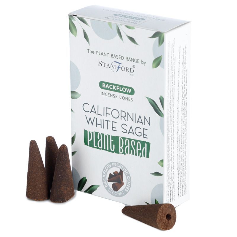 Conos de Incienso de Reflujo a Base de Plantas - Salvia Blanca de California - Conos de Incienso de Reflujo Stamford Premium