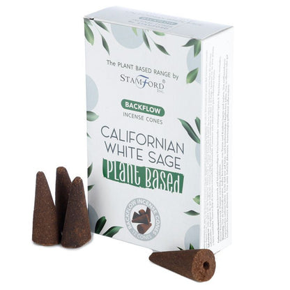 Conos de Incienso de Reflujo a Base de Plantas - Salvia Blanca de California - Conos de Incienso de Reflujo Stamford Premium