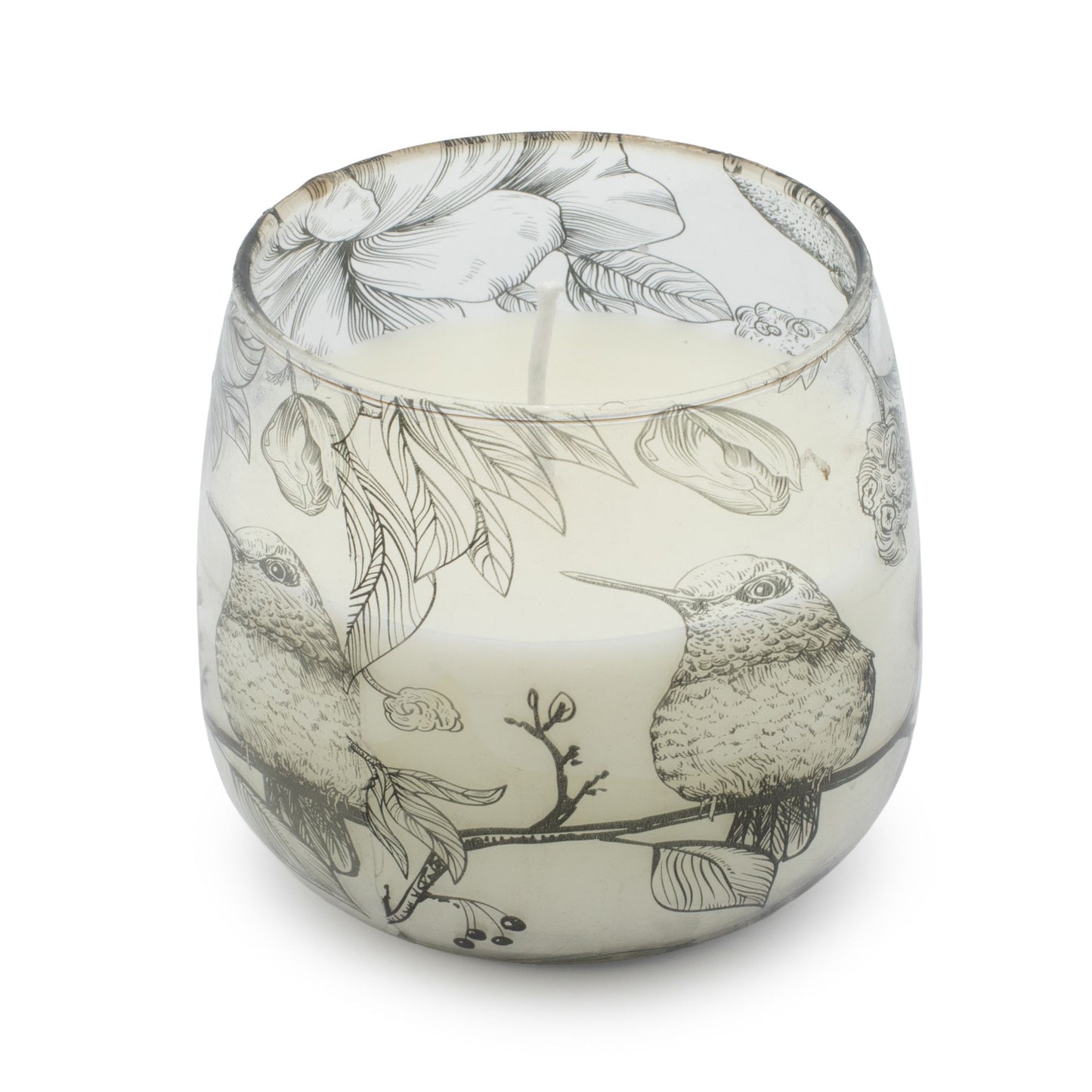Velas en tarro de vidrio de tamaño mediano - Dibujadas por llama - Velas en tarros de vidrio, aves ilustradas