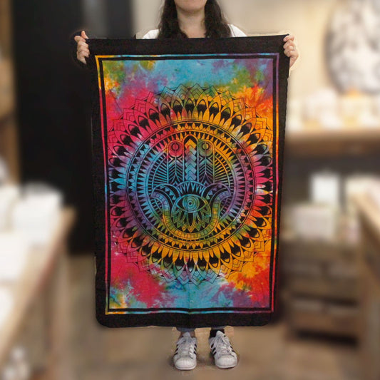 Arte de pared de algodón - Mano de hamsa - Tapices de algodón para la pared