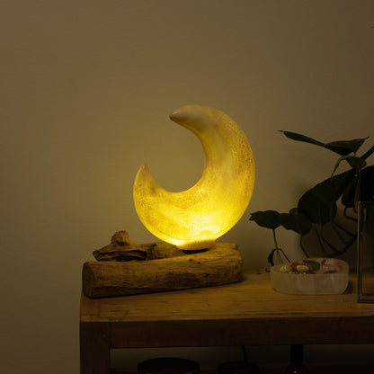 Lámpara de Mesa con Pantalla Media Luna Craquelada – Gris