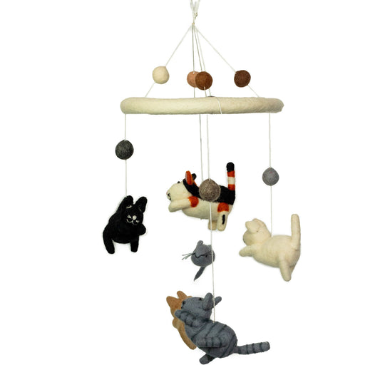 Handmade Felt Mobile - Cat and Mice