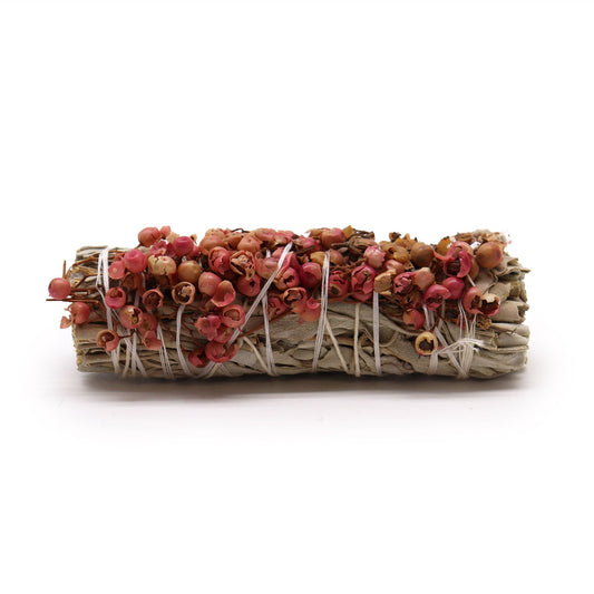 Atado de Hierba - Salvia Blanca y Semilla de Pirul - Atados de Smudge – Envuelto individualmente